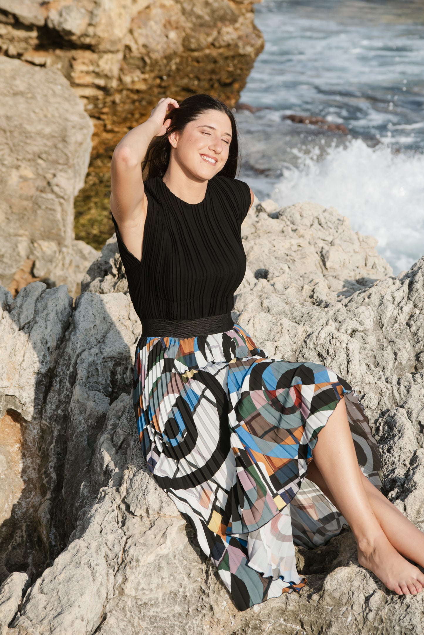 Graffiti Sunburst Midi Skirt